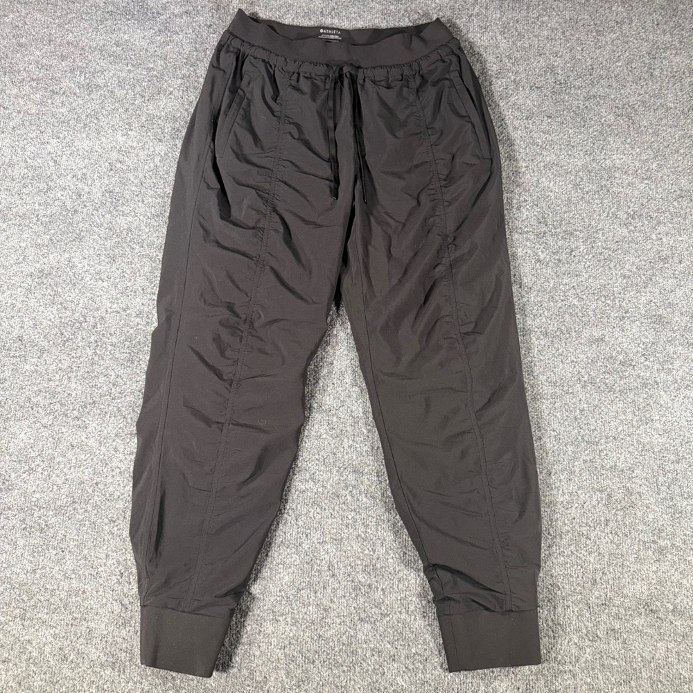 Athleta Attitude Lined Pant Joggers Ruched Hiking Travel Black Size 10 Womens